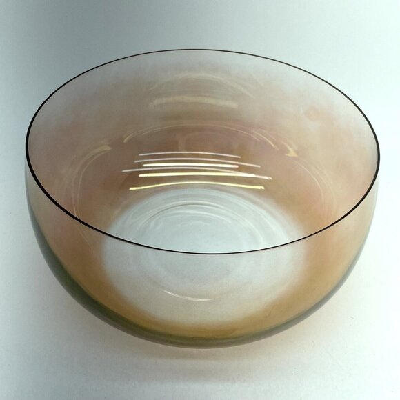 Large Vintage Handmade Serving Bowl Pink Glass Round Bohemia Crystal Czechia - Picture 2 of 11